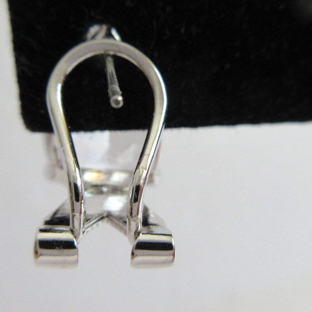 Pear Shape Faceted Crystal Rhinestone Stud Lever Back Earrings Silver Tone - Picture 6 of 11